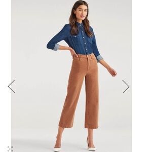 7 For All Mankind Cropped Alexa High Waist Wide Leg Corduroy Pants, size 28